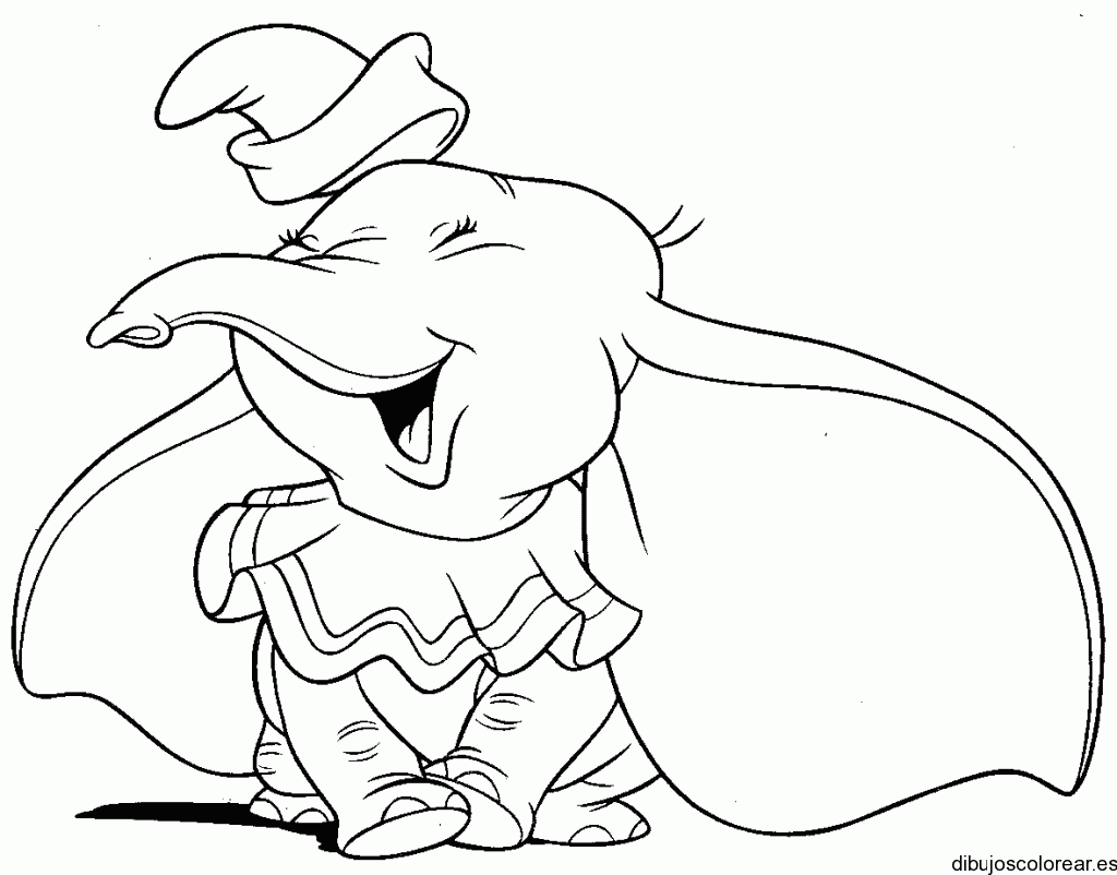 Dibujo de un elefante riendo para colorear