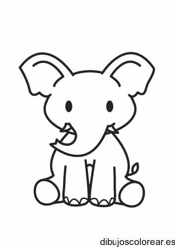 Dibujo de un elefante sentado para colorear
