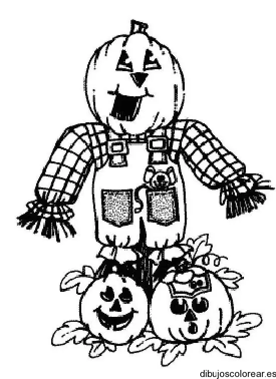 Dibujo de un espanta pájaros de calabaza para colorear
