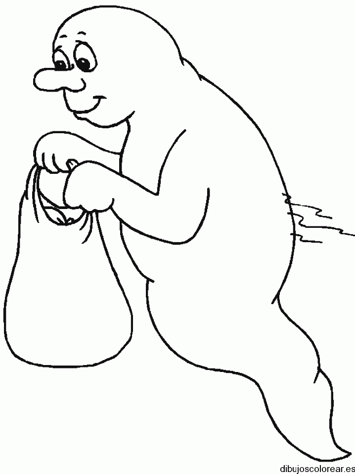 Dibujo de un fantasma pidiendo dulces para colorear