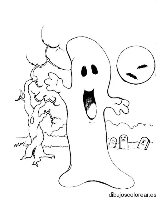 Dibujo de un fantasma saludando para colorear