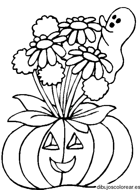 Dibujo de un fantasma y una calabaza para colorear