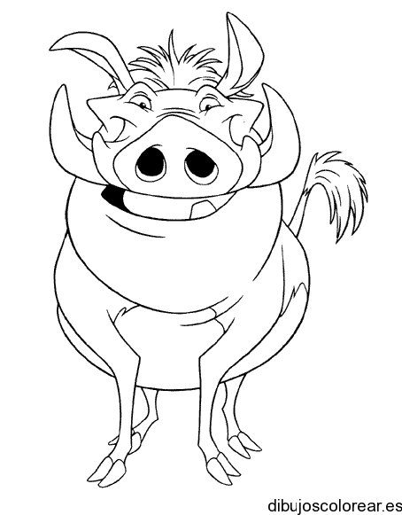 Dibujo de un feliz Pumba para colorear