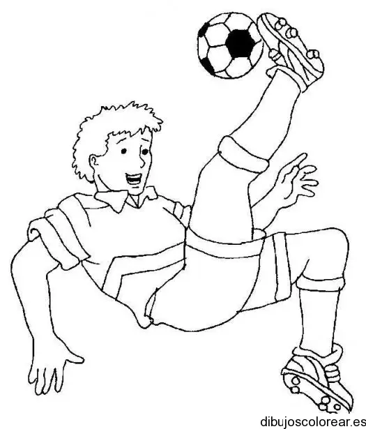 Dibujo de un futbolista con una pelota para colorear