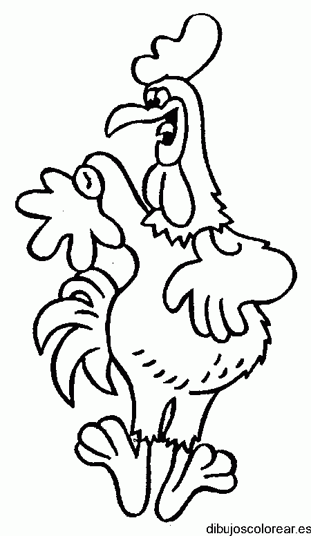 Dibujo de un gallo muy sonriente para colorear
