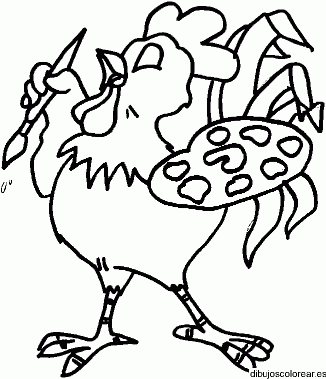 Dibujo de un gallo pintando para colorear