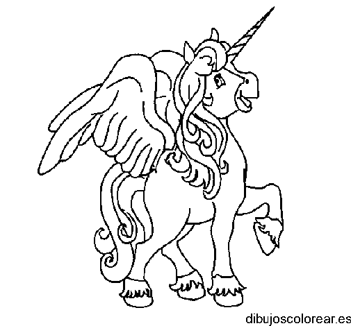 Dibujo de un gracioso unicornio para colorear