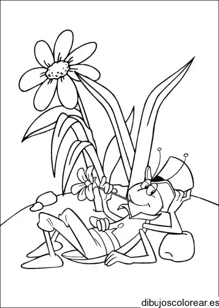 Dibujo de un grillo descansando para colorear