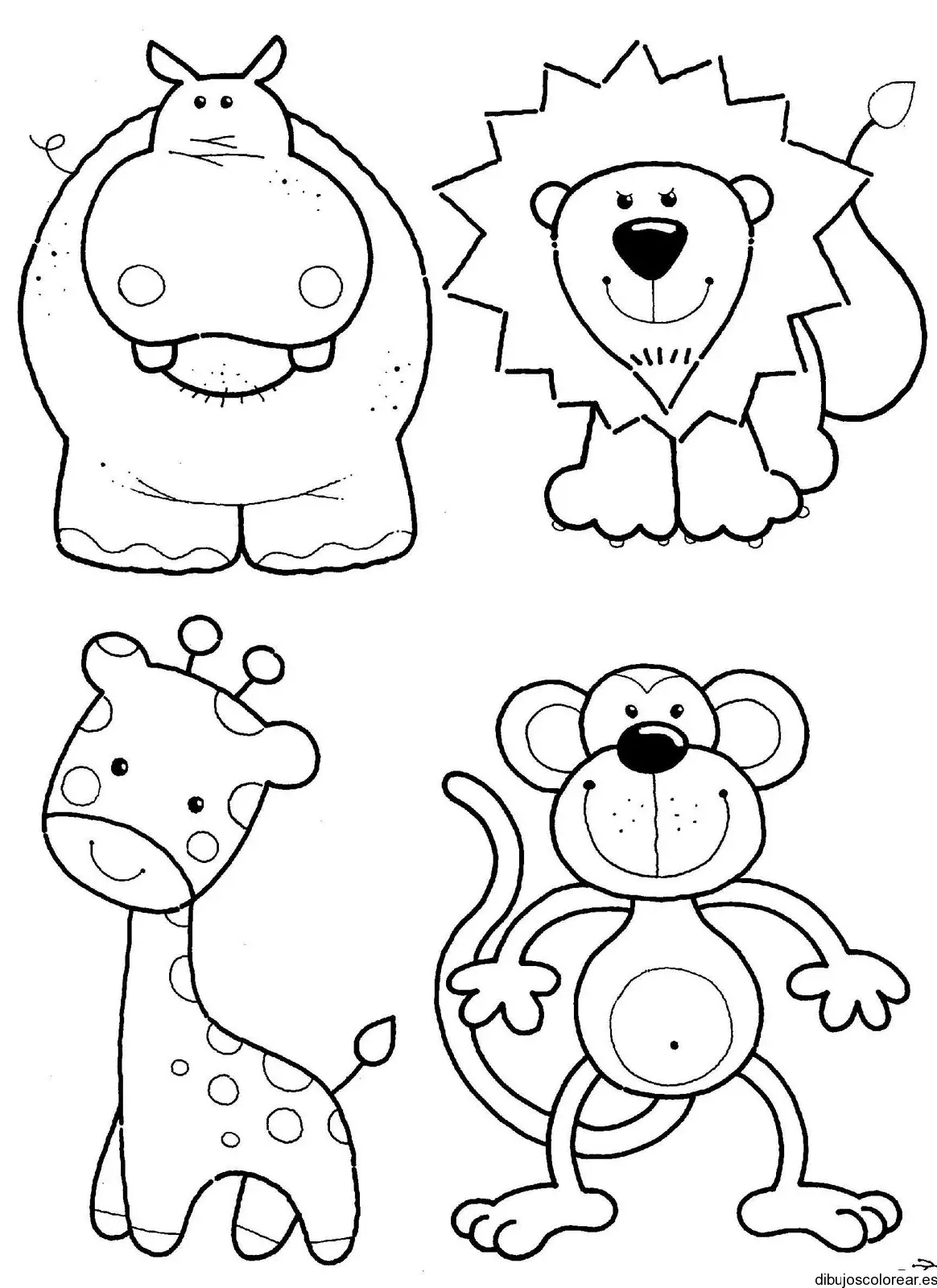 Dibujo de un hipopótamo y un león enfurecidos para colorear