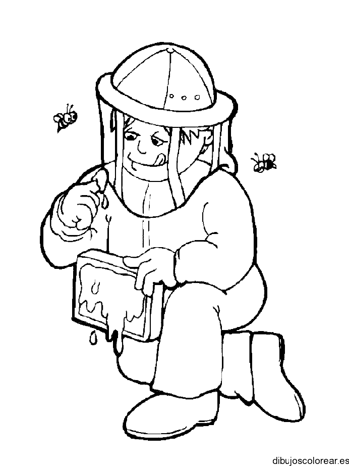 Dibujo de un hombre y abejas para colorear