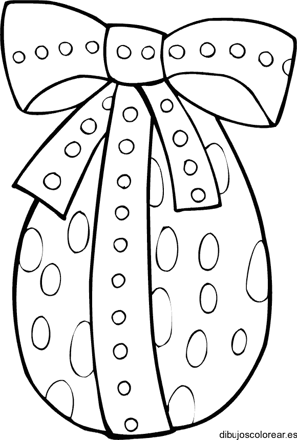 Dibujo de un huevo de pascua con un moño para colorear