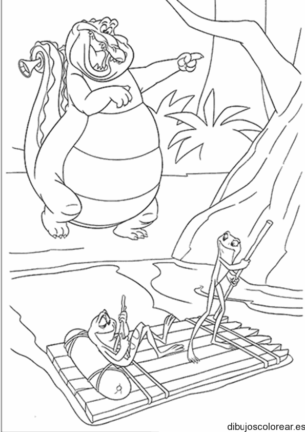 Dibujo de un lagarto y un sapo para colorear