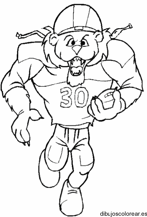 Dibujo de un león jugador de fútbol americano para colorear