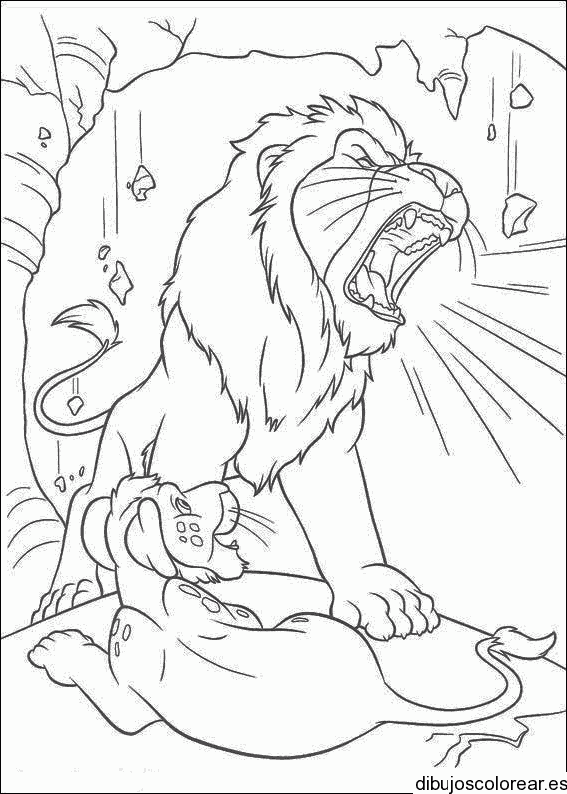 Dibujo de un león rugiendo para colorear