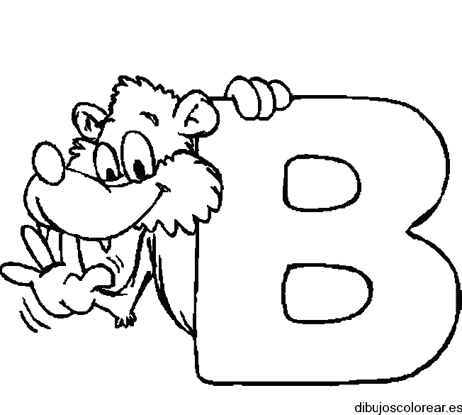 Dibujo de un lobo con un letra para colorear