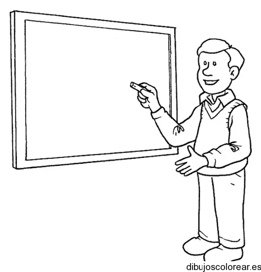 Dibujo de un maestro frente a la pizarra para colorear