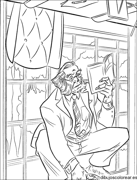 Dibujo de un mono leyendo para colorear