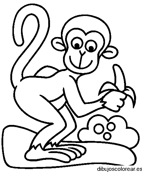 Dibujo de un mono y un plátano para colorear