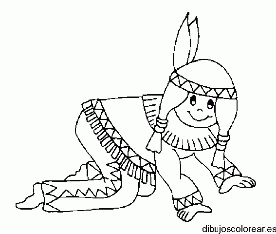 Dibujo de un niña indígena para colorear