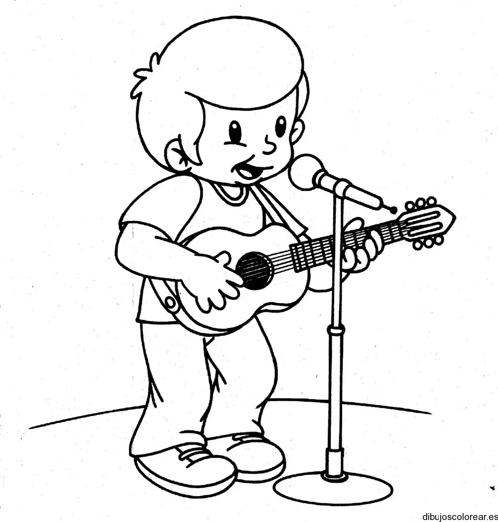 Dibujo de un niño cantando para colorear