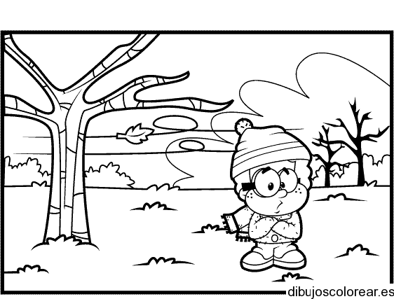 Dibujo de un niño con frío para colorear