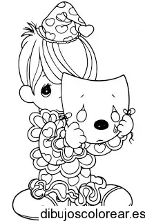Dibujo de un niño con un antifaz para colorear