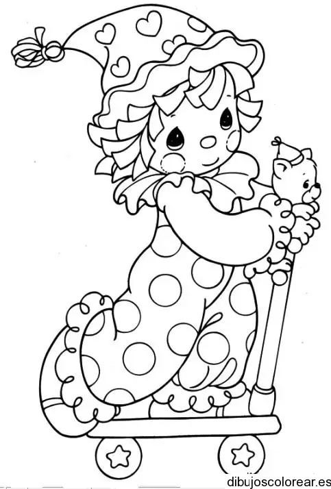 Dibujo de un niño con un patinete para colorear
