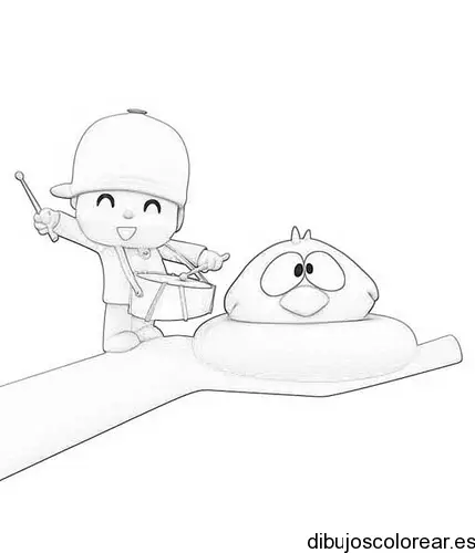 Dibujo de un niño con un tambor para colorear