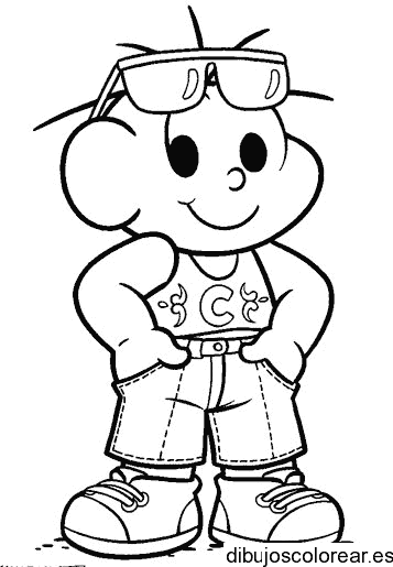 Dibujo de un niño con vaqueros y gafas para colorear