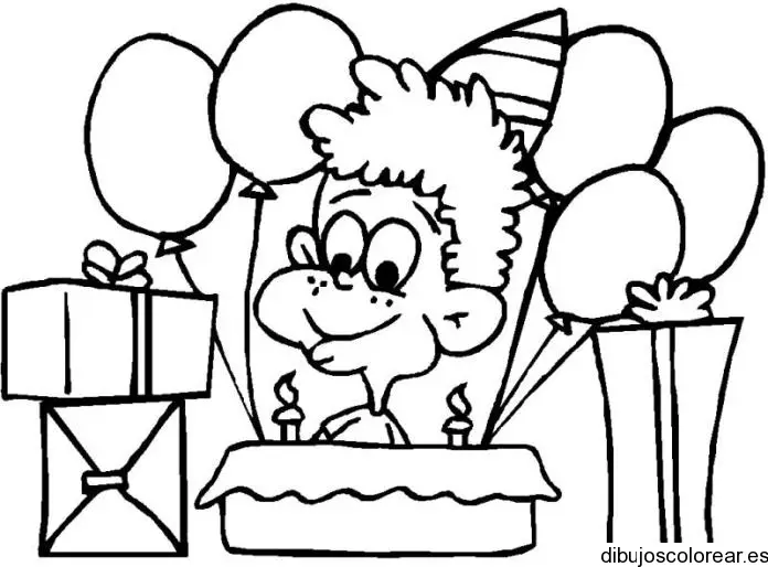 Dibujo de un niño cumpleañero para colorear