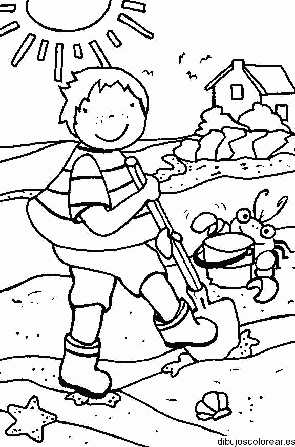 Dibujo de un niño de paseo en primavera para colorear