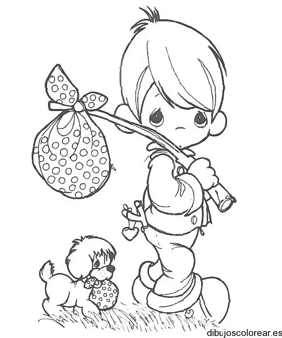 Dibujo de un niño de Precious Moments para colorear