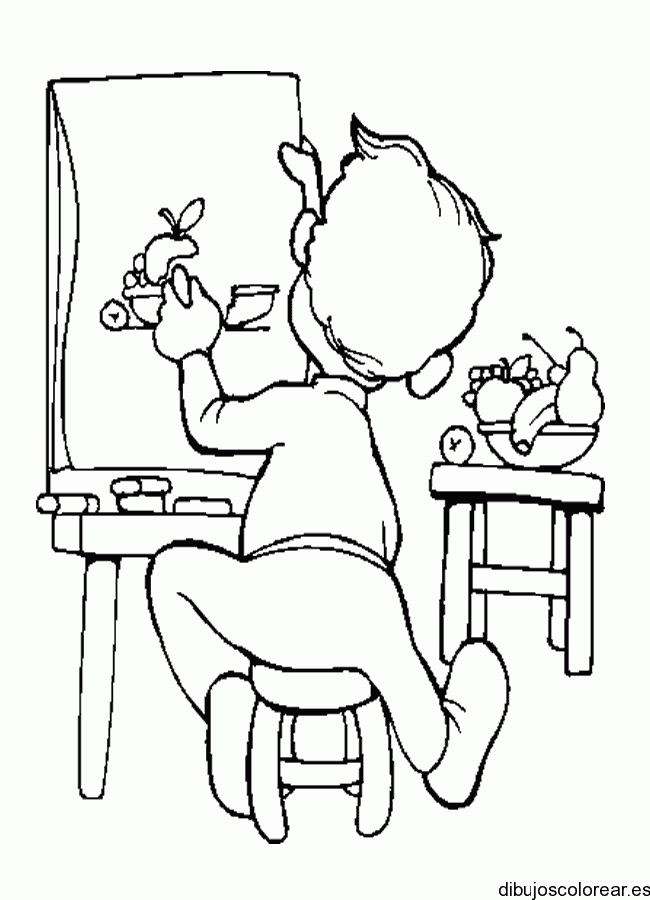 Dibujo de un niño dibujando para colorear