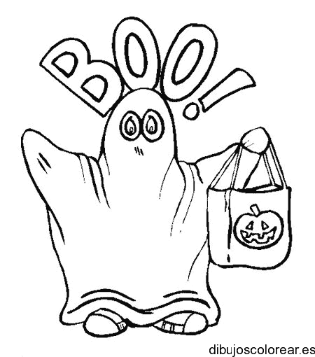 Dibujo de un niño disfrazado de fantasma para colorear