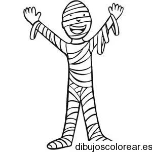 Dibujo de un niño disfrazado de momia para colorear