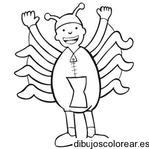 Dibujo de un niño disfrazado para colorear