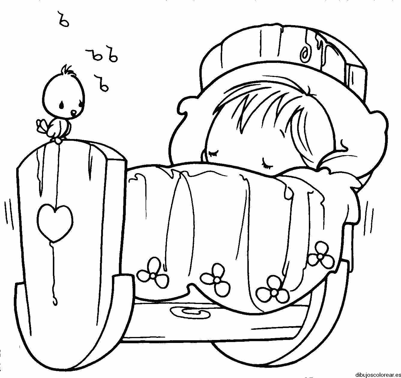 Dibujo de un niño durmiendo para colorear