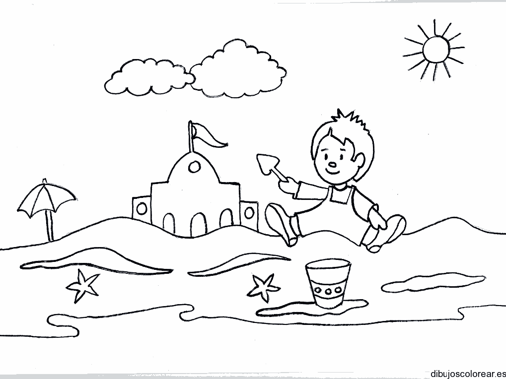 Dibujo de un niño en la arena para colorear