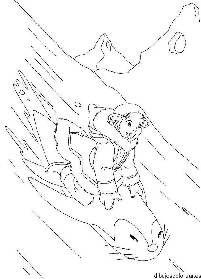 Dibujo de un niño en la nieve para colorear