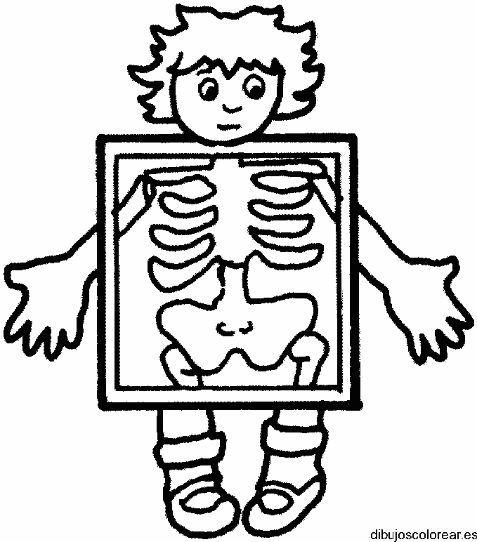 Dibujo de un niño en los rayos x para colorear