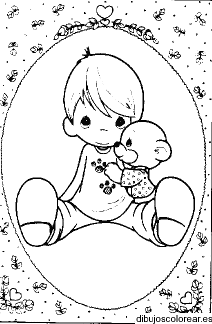 Dibujo de un niño en un arco para colorear