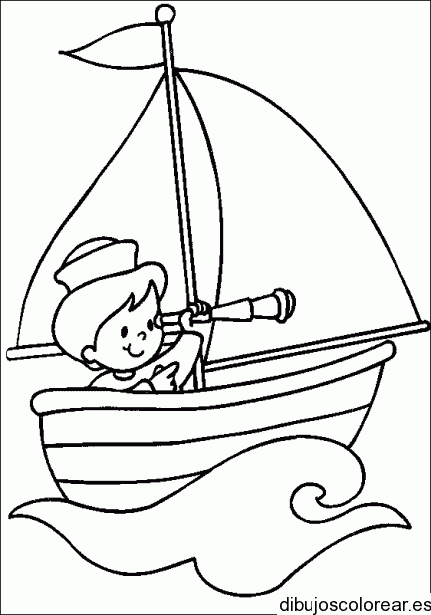Dibujo de un niño en un barquito para colorear