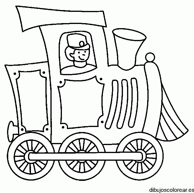 Dibujo de un niño en un tranvía para colorear