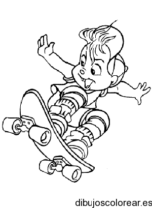 Dibujo de un niño en una patineta para colorear