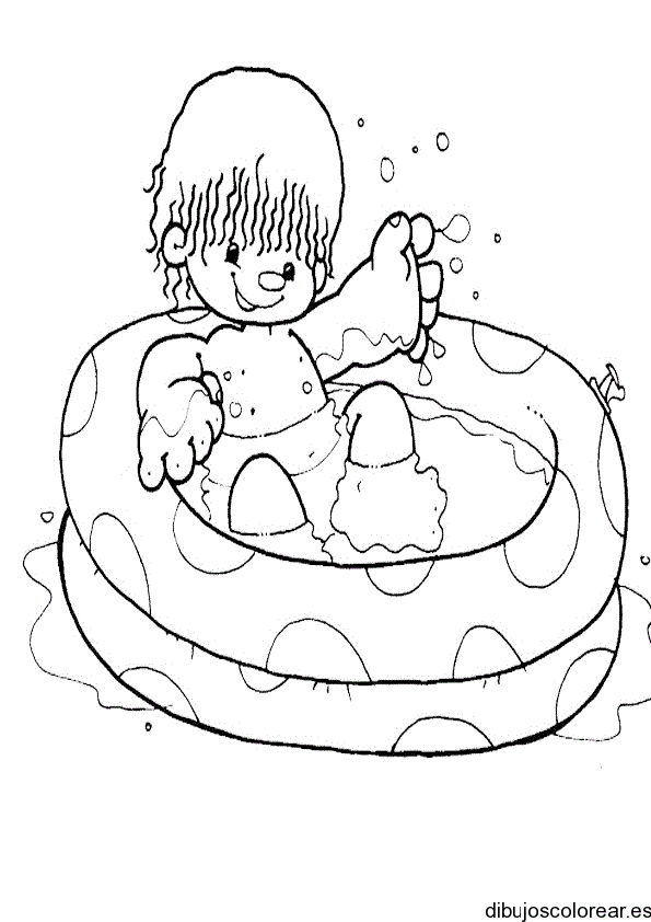 Dibujo de un niño en una piscina para colorear
