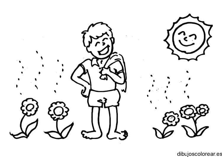 Dibujo de un niño en verano para colorear