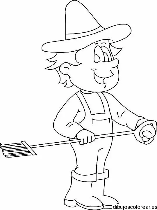 Dibujo de un niño granjero para colorear