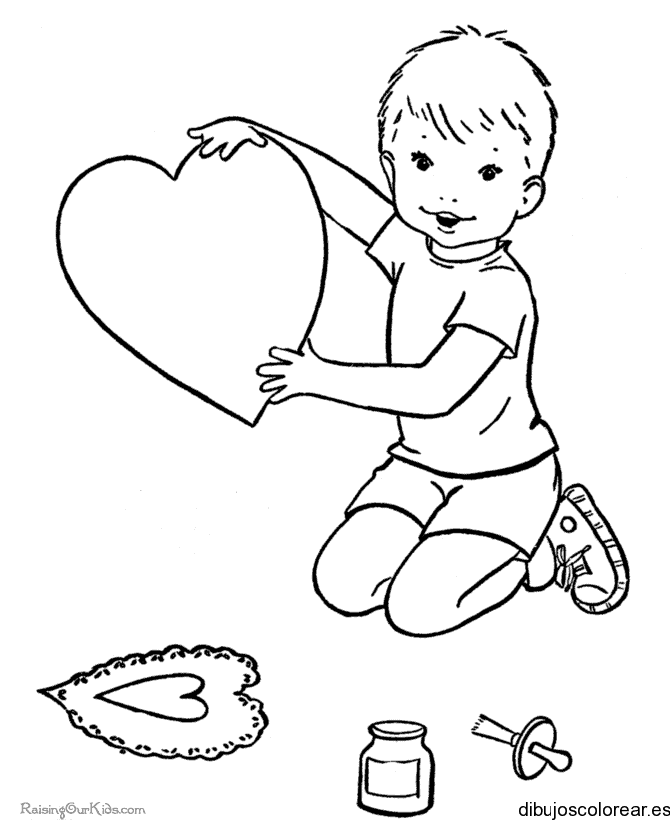 Dibujo de un niño haciendo la tarea para colorear