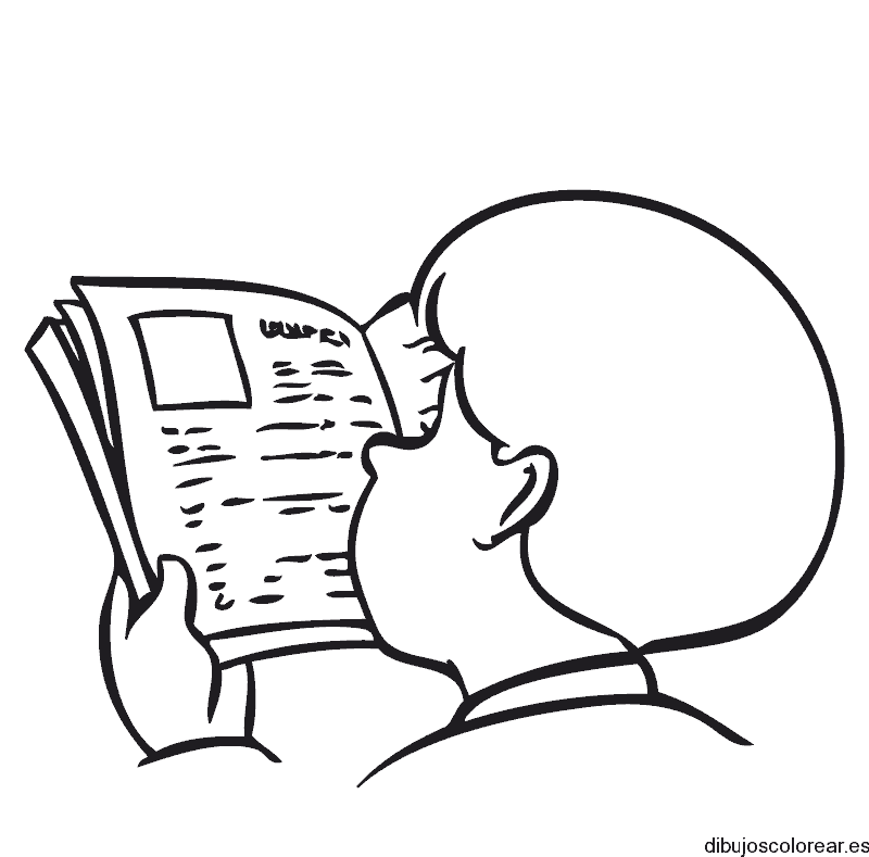 Dibujo de un niño leyendo para colorear