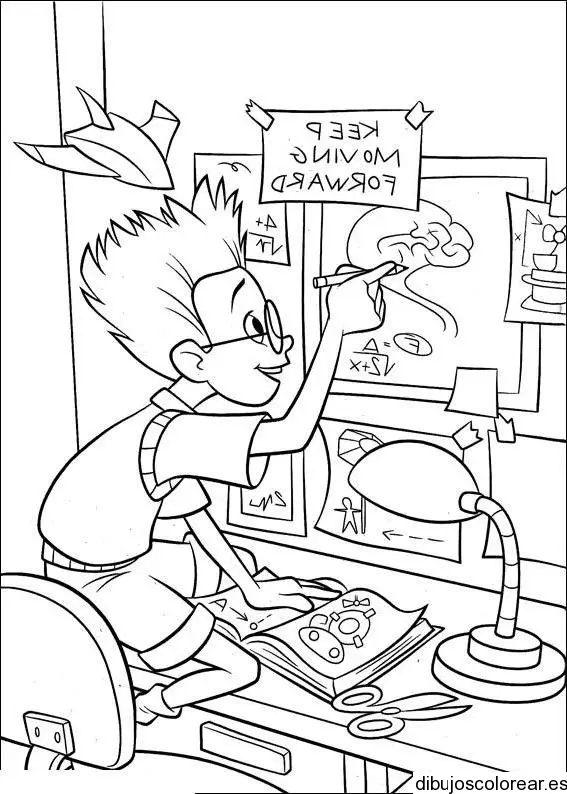 Dibujo de un niño matemático para colorear